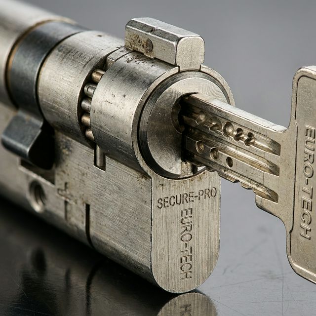 Cilindro de fechadura europeu de alta segurança em detalhe